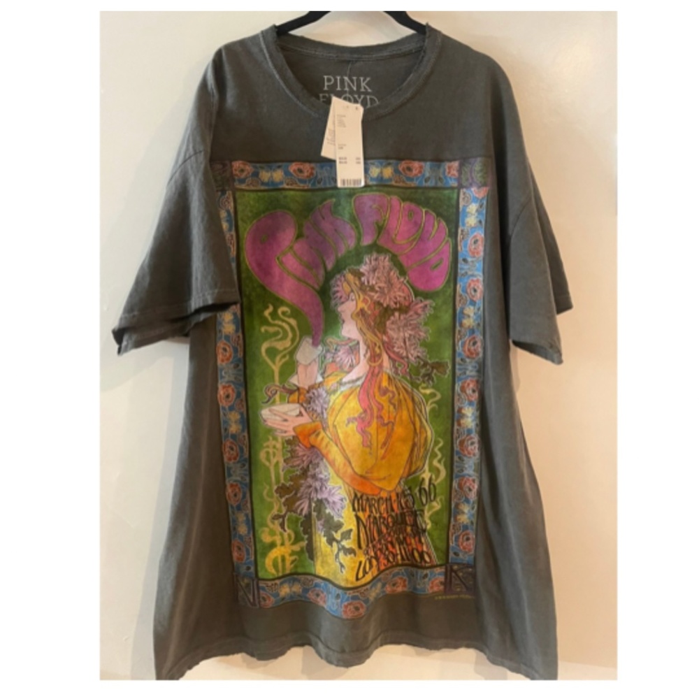 Pink Floyd London Tour Oversized T-Shirt Faded Black Vintage Size S/M